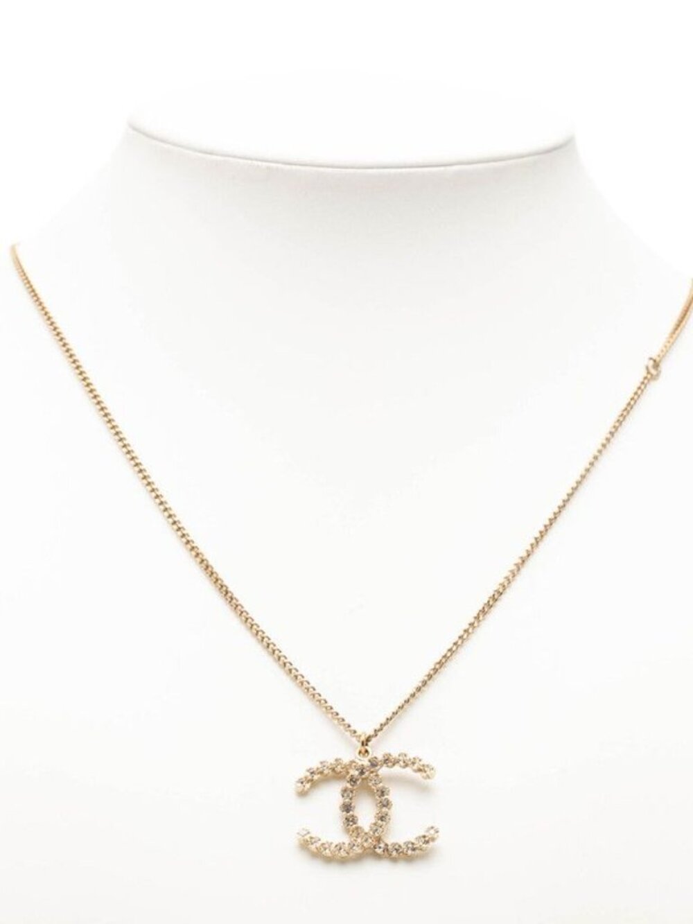 Chanel CC Logo Necklace Gold Plated Rhinestone - Picture 6 of 6